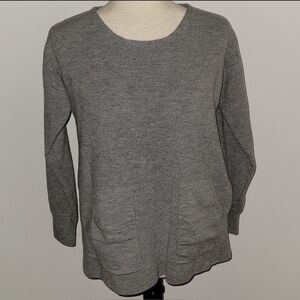 J.Crew Gray 100% Merino Wool Tunic Sweater Patch Pocket Crew Neck Women’s S